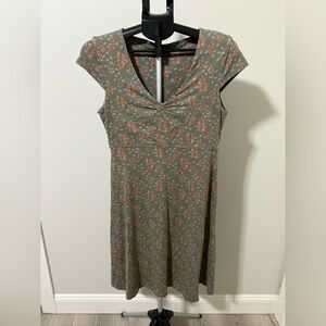 Toad&Co Olive and Coral Midi Dress